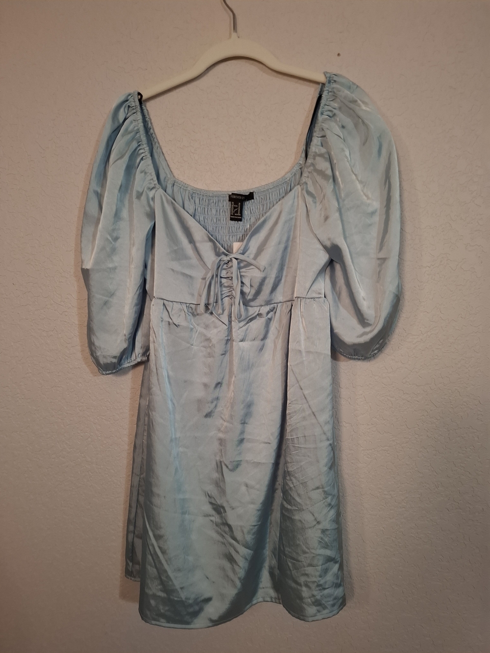 Forever 21 Light Blue Puff Sleeve Mini Dress